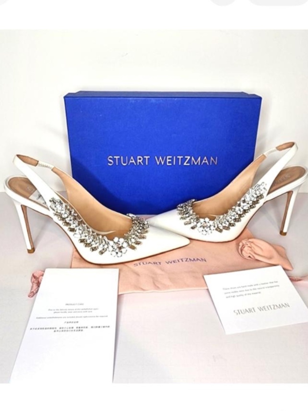 Stuart Weitzman Promise 100 Womens Embellished Slingback Pointed Toe Heels 7
